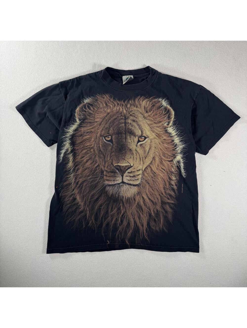 Vintage Y2K Liquid Blue Lion All Over Print Nature Tee